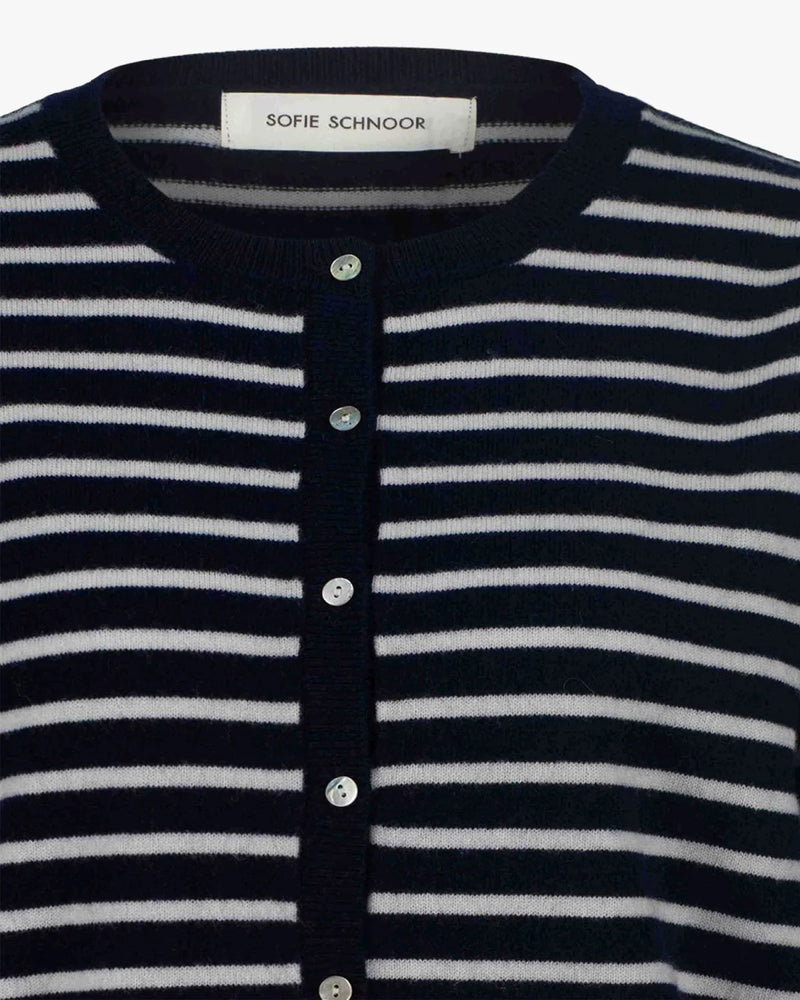 Cisse Dark Blue Striped Cardigan | Sofie Schnoor