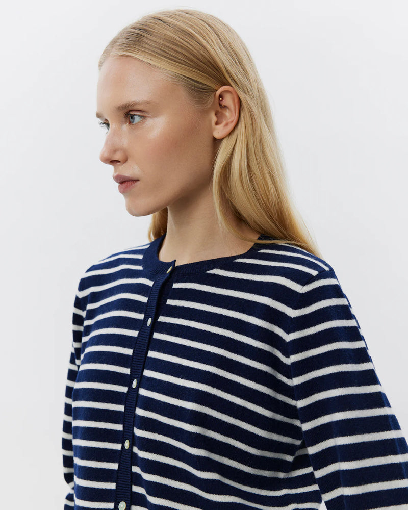 Cisse Dark Blue Striped Cardigan | Sofie Schnoor