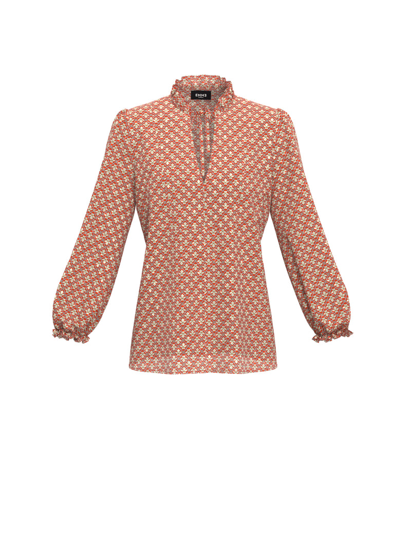 Calerno Red Tie Print Shirt | EMME