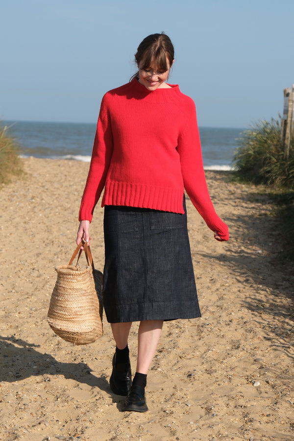 Red Swing Split Hem Jumper | Quinton + Chadwick