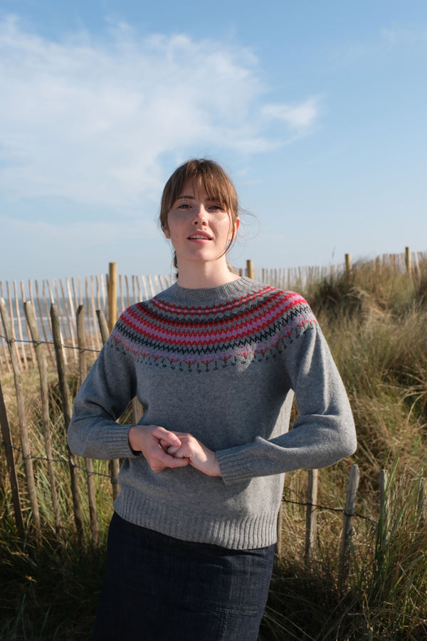 Flannel Grey Fairisle Jumper | Quinton + Chadwick