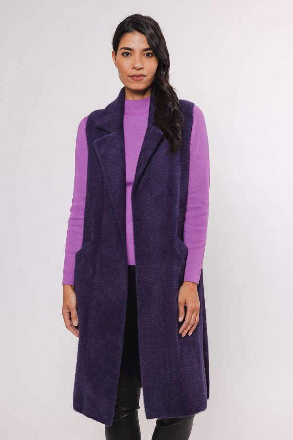 Dallas Long Waistcoat in Eggplant | Rino & Pelle