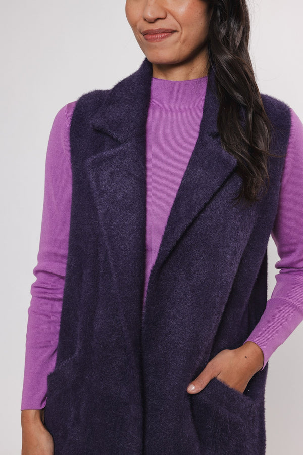 Dallas Long Waistcoat in Eggplant | Rino & Pelle