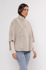 Dewi Faux Fur Cape in Birch | Rino & Pelle