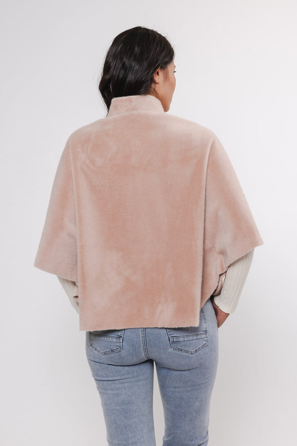 Dewi Faux Fur Cape in Powder | Rino & Pelle