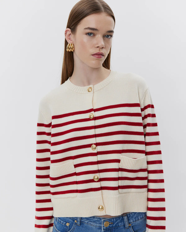 Elica Red Striped Cardigan | Sofie Schnoor