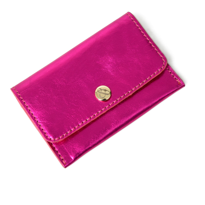 ELLIE Pink Metallic Popper Card Holder Purse | Bell & Fox at Sarah Thomson Melrose