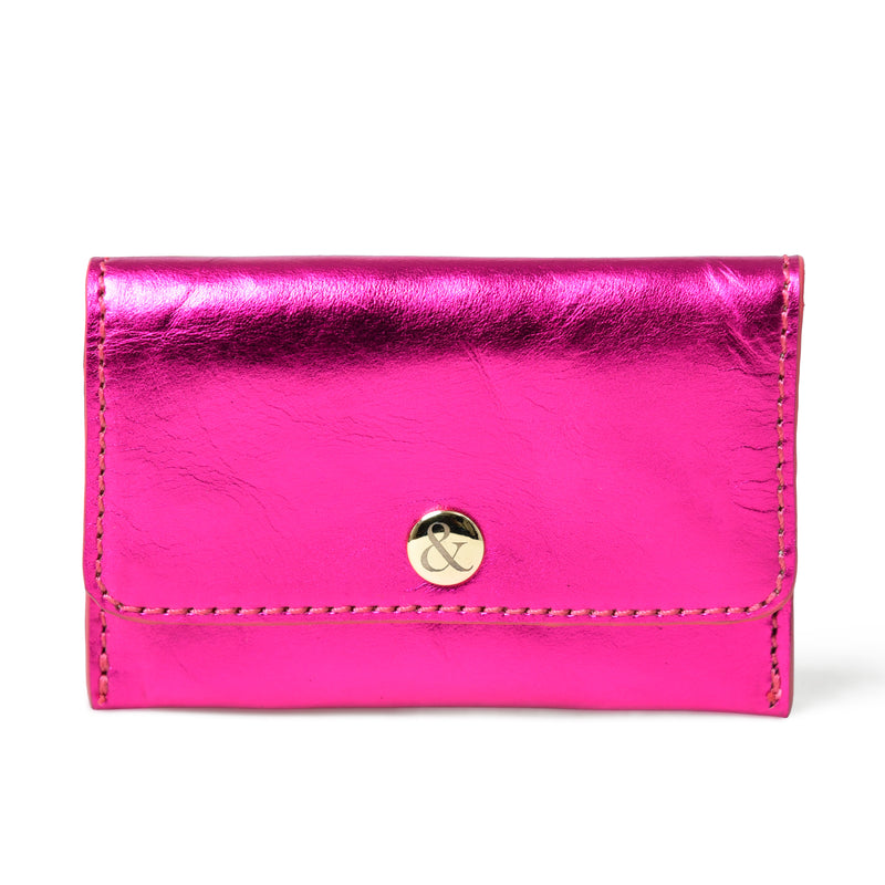 ELLIE Pink Metallic Popper Card Holder Purse | Bell & Fox at Sarah Thomson