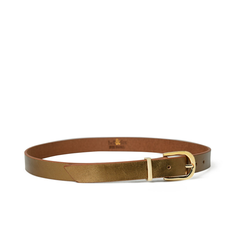 Erina Metallic Bronze Leather Belt | Bell & Fox