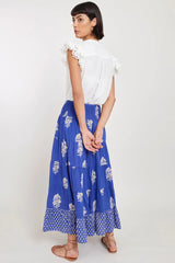 Gigi Cobalt Cotton Tiered Skirt | East Heritage