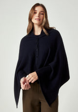 Kapua Cashmere Button Cape in Navy | Untouched World
