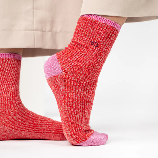 Red & Pink Glitter Socks | BillyBelt