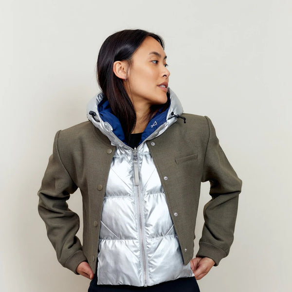 Reversible Hood Insert in Silver & Navy | Fudoon