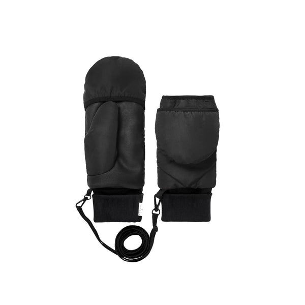 Black Convertible Mittens | Fudoon