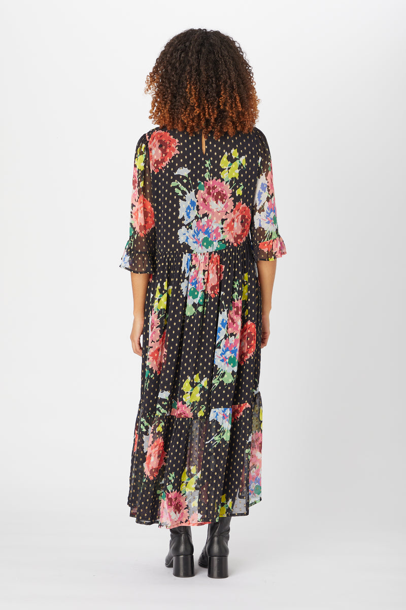 Vintage Floral Bouquet Maxi Dress | Sahara at Sarah Thomson Melrose | Back of the dress on model