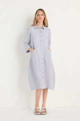 Ticking Linen Stripe Shirt Dress | Sahara