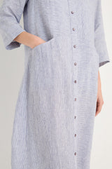 Ticking Linen Stripe Shirt Dress | Sahara