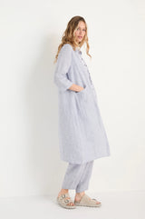 Ticking Linen Stripe Shirt Dress | Sahara