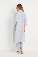 Ticking Linen Stripe Shirt Dress | Sahara