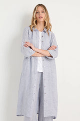 Ticking Linen Stripe Shirt Dress | Sahara