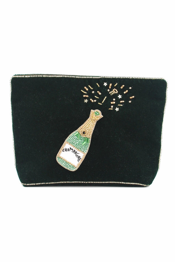 Green Champagne Medium Velvet Pouch | My Doris