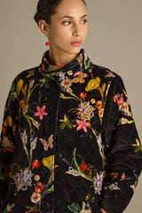 Velvet Vintage Floral Quilted Coat | Sahara