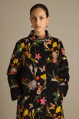 Velvet Vintage Floral Quilted Coat | Sahara