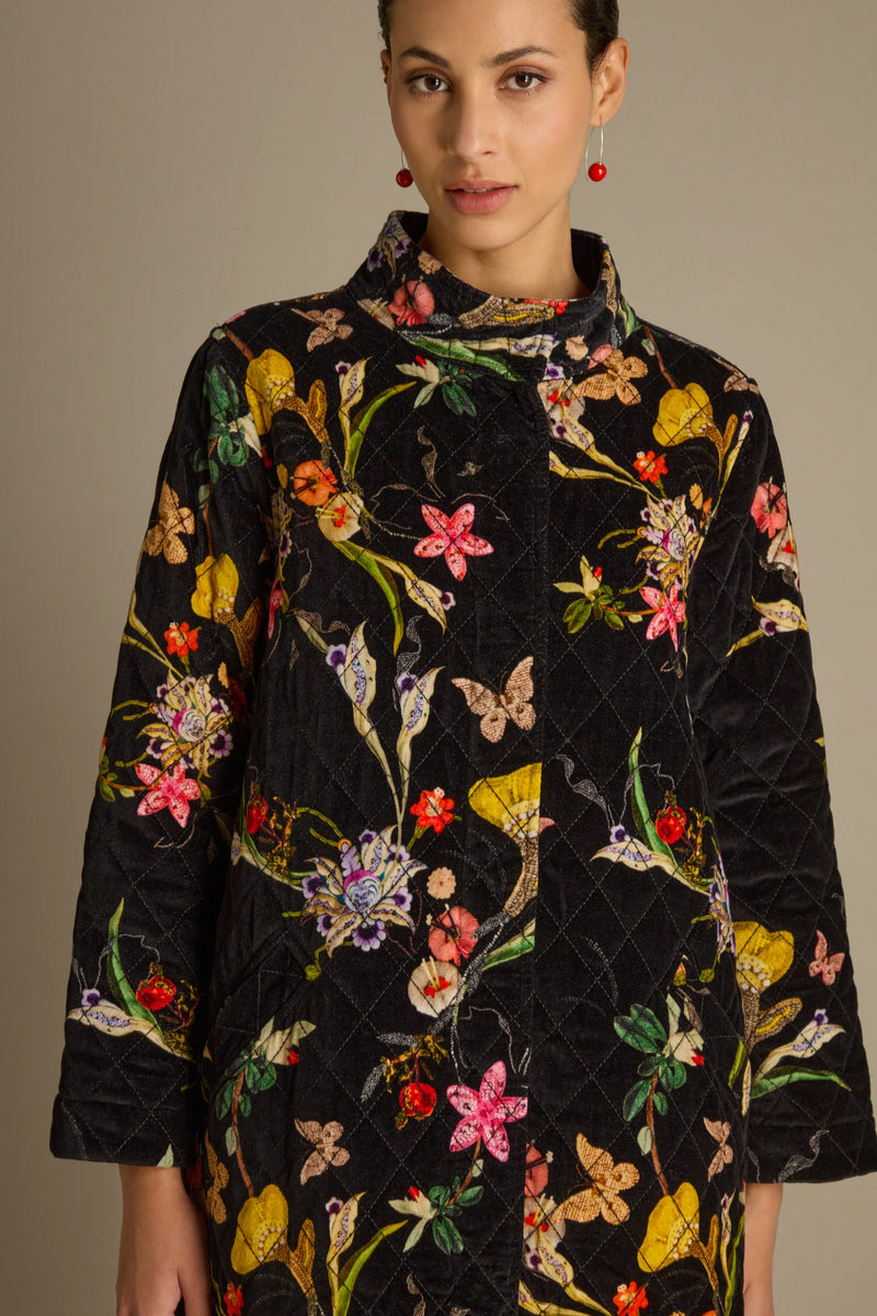 Velvet Vintage Floral Quilted Coat | Sahara