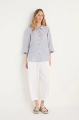 Ticking Linen Stripe Shirt | Sahara