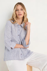 Ticking Linen Stripe Shirt | Sahara