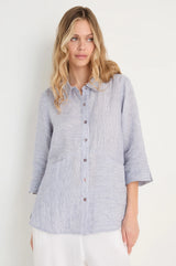 Ticking Linen Stripe Shirt | Sahara