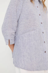 Ticking Linen Stripe Shirt | Sahara