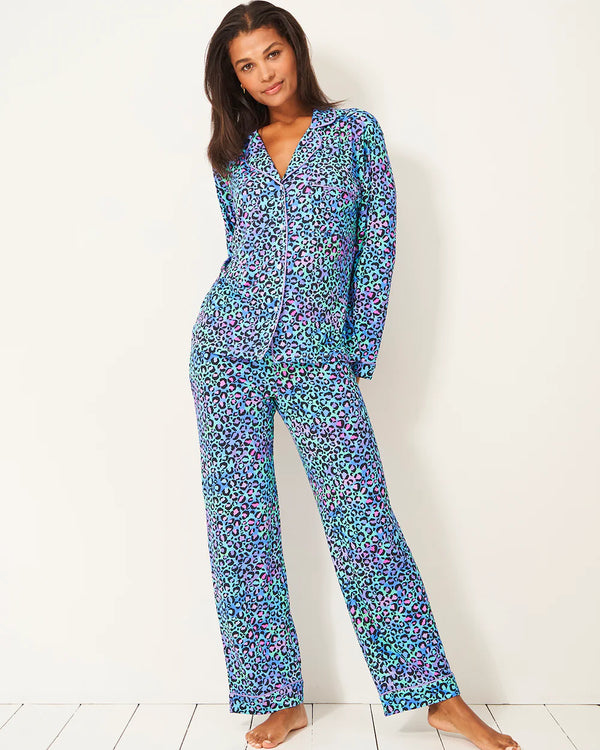 Galaxy Leopard Long Pyjama Set | Stripe & Stare