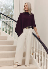 Two Tone Poncho in Beetroot/Jet | Merinomink