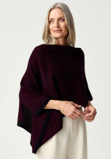 Two Tone Poncho in Beetroot/Jet | Merinomink