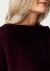 Two Tone Poncho in Beetroot/Jet | Merinomink