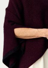 Two Tone Poncho in Beetroot/Jet | Merinomink