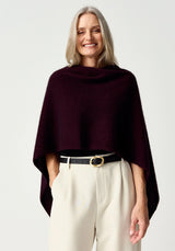 Two Tone Poncho in Beetroot/Jet | Merinomink
