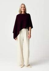 Two Tone Poncho in Beetroot/Jet | Merinomink