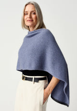 Two Tone Poncho in Waterfall/Slate | Merinomink