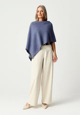 Two Tone Poncho in Waterfall/Slate | Merinomink