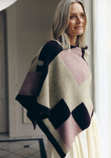 Empress Poncho in Latte/Chocolate Multi | Merinomink