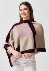 Empress Poncho in Latte/Chocolate Multi | Merinomink