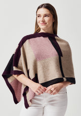 Empress Poncho in Latte/Chocolate Multi | Merinomink