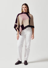 Empress Poncho in Latte/Chocolate Multi | Merinomink