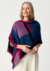 Empress Poncho in Aegean/Lupin Multi | Merinomink