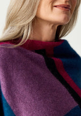 Empress Poncho in Aegean/Lupin Multi | Merinomink