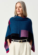 Empress Poncho in Aegean/Lupin Multi | Merinomink