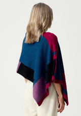 Empress Poncho in Aegean/Lupin Multi | Merinomink