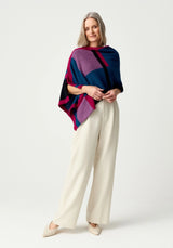 Empress Poncho in Aegean/Lupin Multi | Merinomink